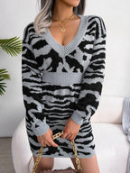 Tiger Print Knit Sweater Dress - View 8 | WEUXS