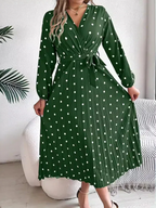 Vintage Burgundy Polka Dot Pleated Maxi Dress - View 22 | WEUXS