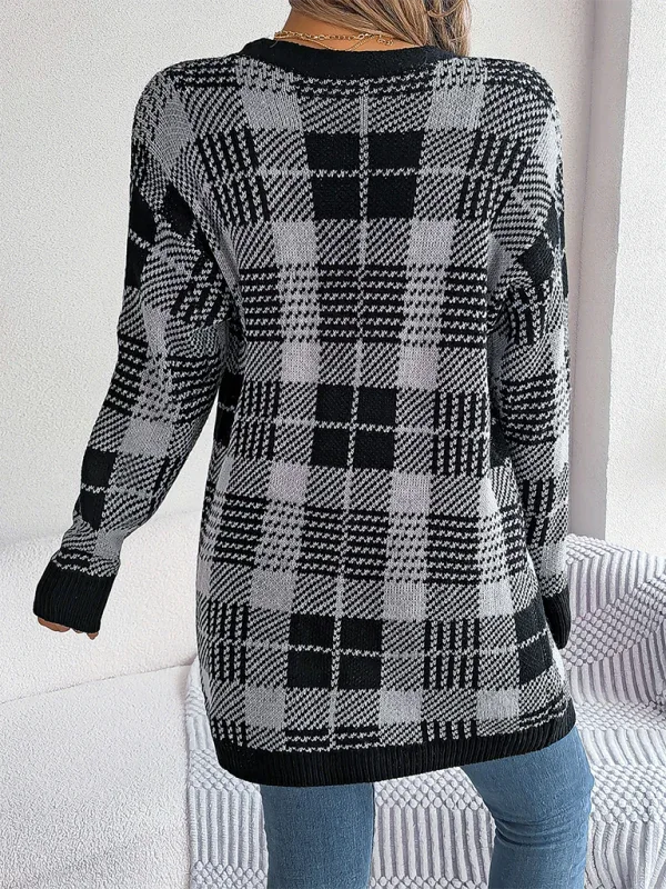 Buffalo Plaid Long Cardigan - View 9 | WEUXS