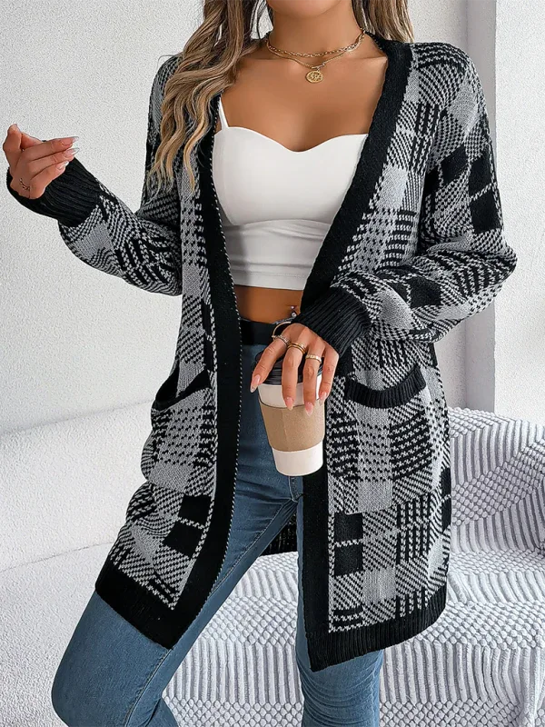 Buffalo Plaid Long Cardigan - View 7 | WEUXS