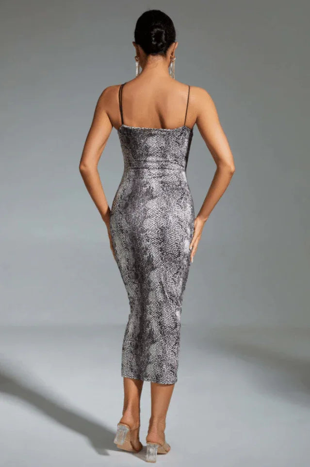 Kailani Leopard Print Fitted Midi Dress - View 9 | WEUXS