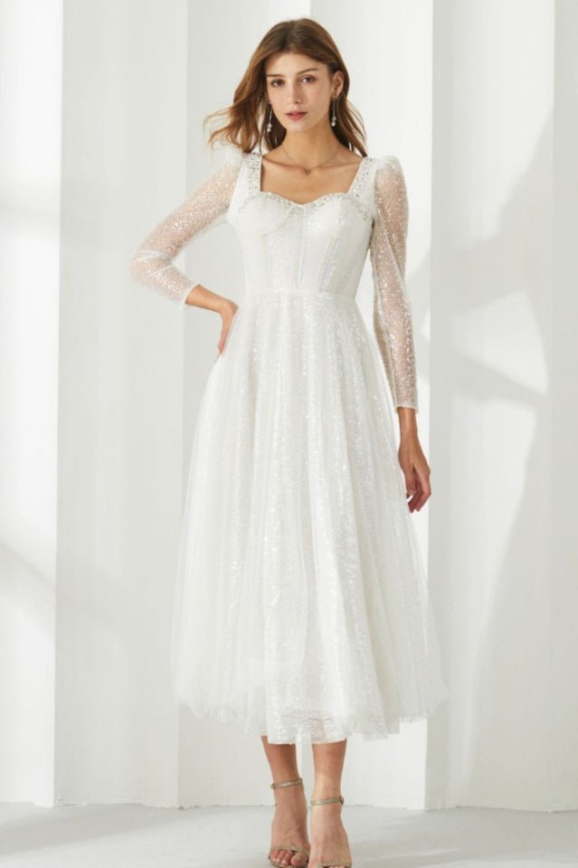 Kamiyah White Mesh Midi Dress - WEUXS