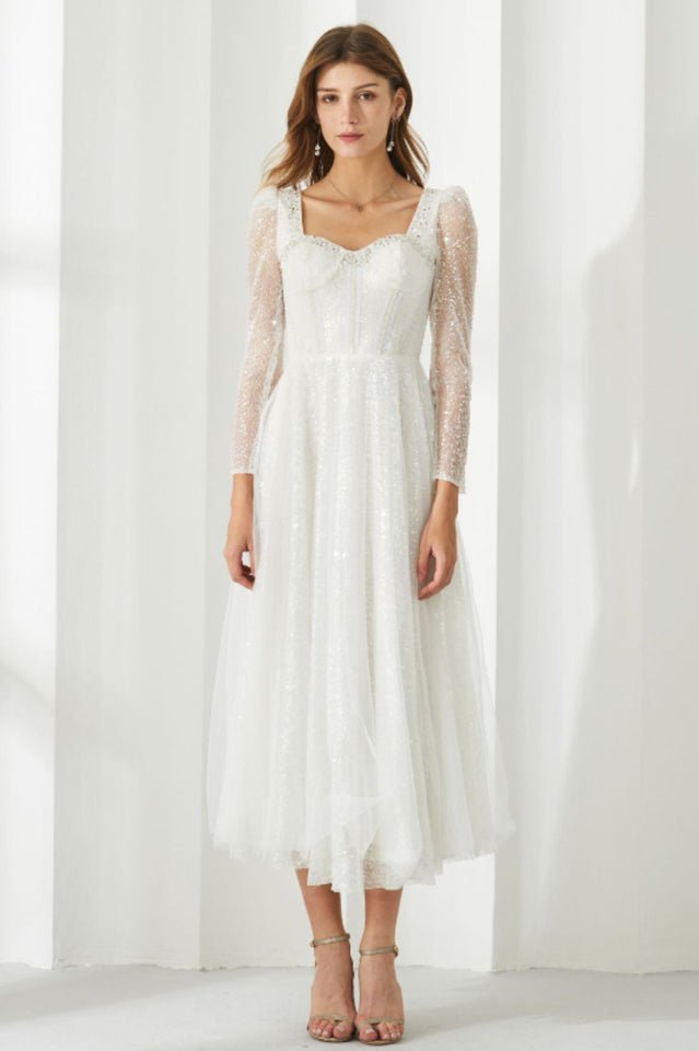 Kamiyah White Mesh Midi Dress - WEUXS