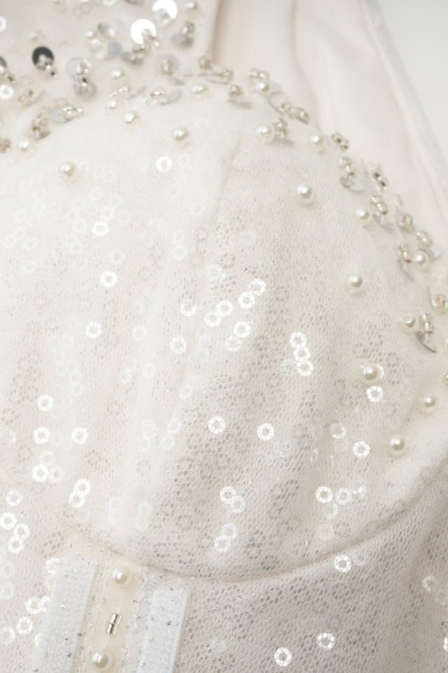 Kamiyah White Mesh Midi Dress - WEUXS