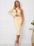 One shoulder midi dress with cut out detail - View 6 | WEUXS