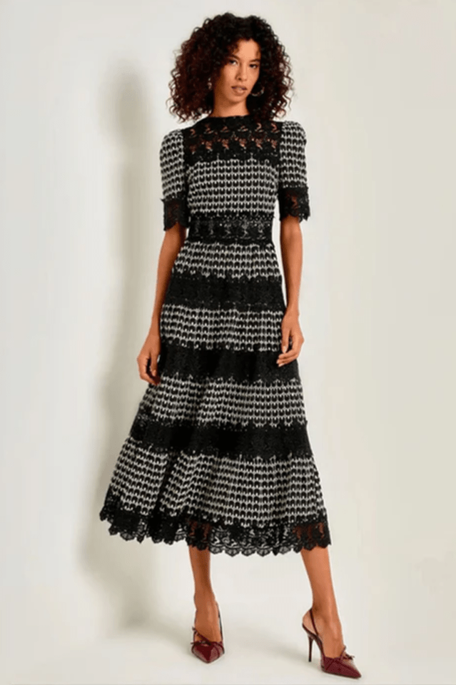 Lace Embroidery Cocktail Midi Dress - WEUXS