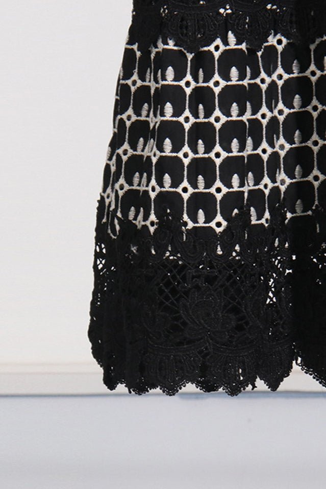 Lace Embroidery Cocktail Midi Dress - WEUXS