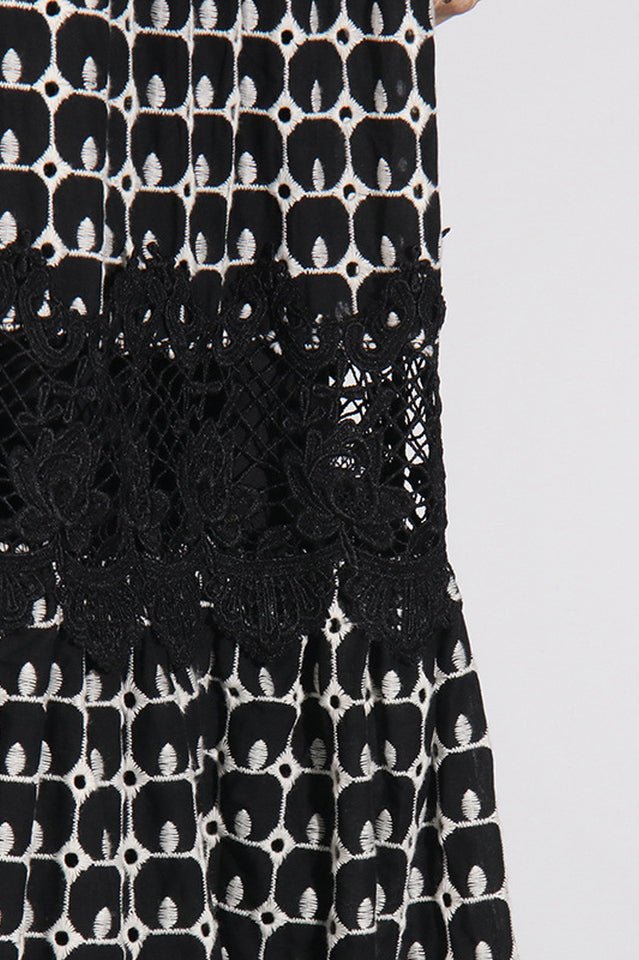 Lace Embroidery Cocktail Midi Dress - WEUXS