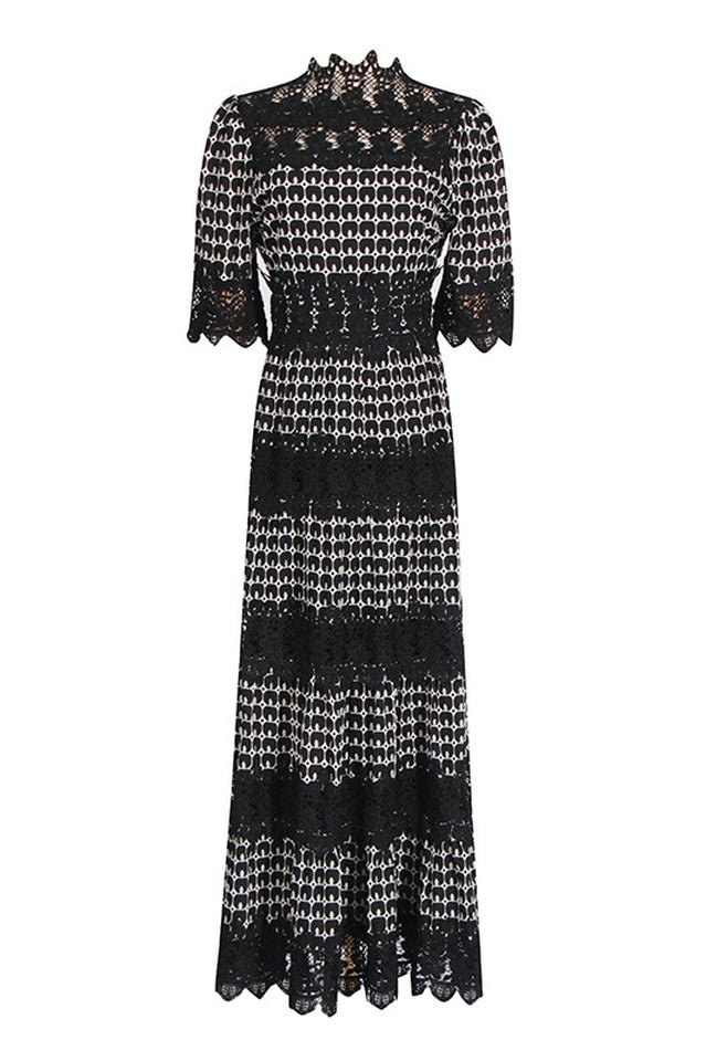 Lace Embroidery Cocktail Midi Dress - WEUXS