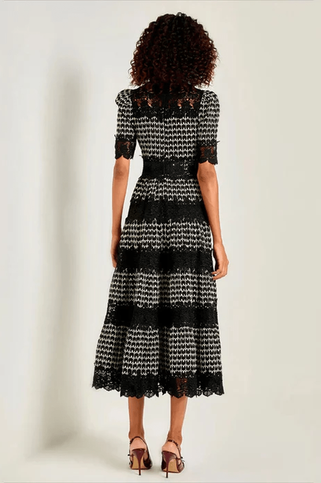 Lace Embroidery Cocktail Midi Dress - WEUXS