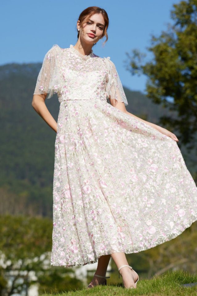 Lavish Embroidered Tulle Maxi Dress - WEUXS