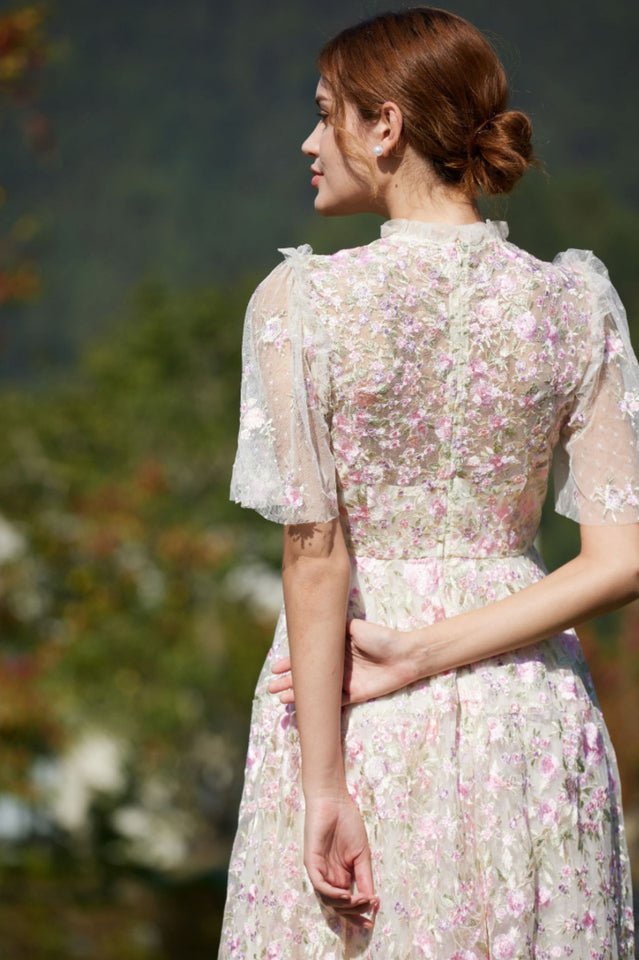 Lavish Embroidered Tulle Maxi Dress - WEUXS