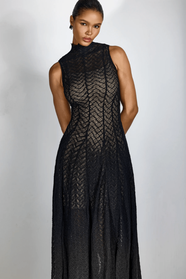 Lucas Black Lace Sleeveless Dress - WEUXS