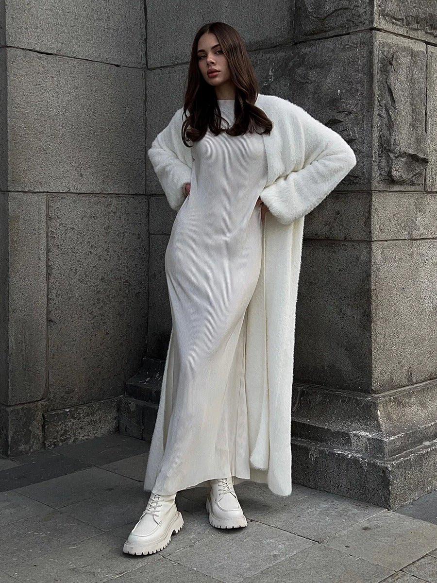 Maxi Cardigan Long Sleeve Faux Mink Knit Secondary image