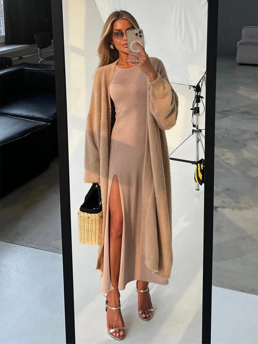 Luxe Faux Mink Maxi Cardigan - View 13 | WEUXS