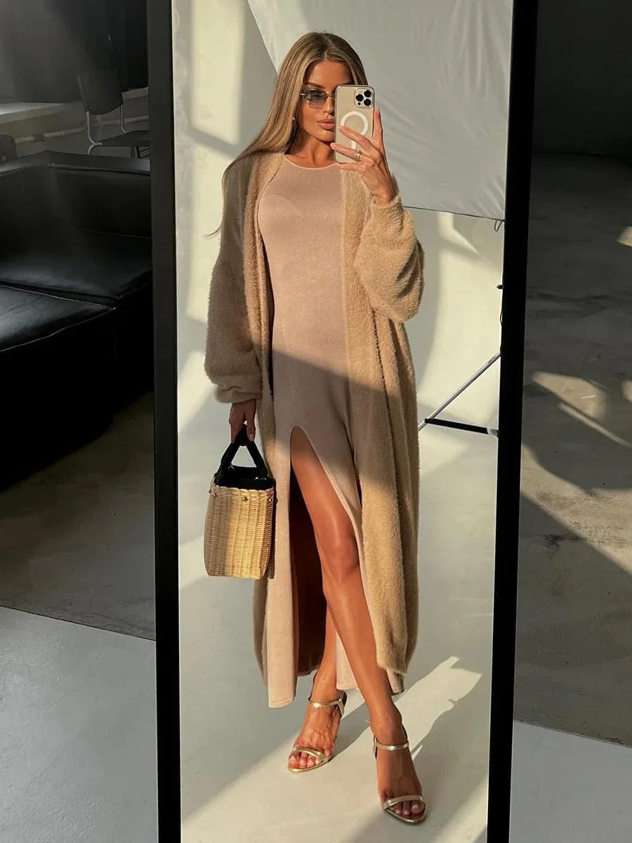 Luxe Faux Mink Maxi Cardigan - WEUXS