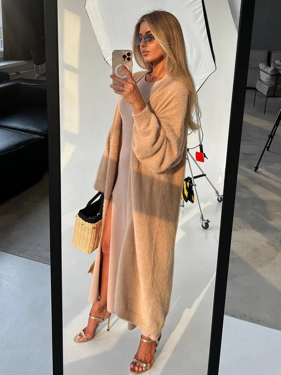 Luxe Faux Mink Maxi Cardigan - View 12 | WEUXS