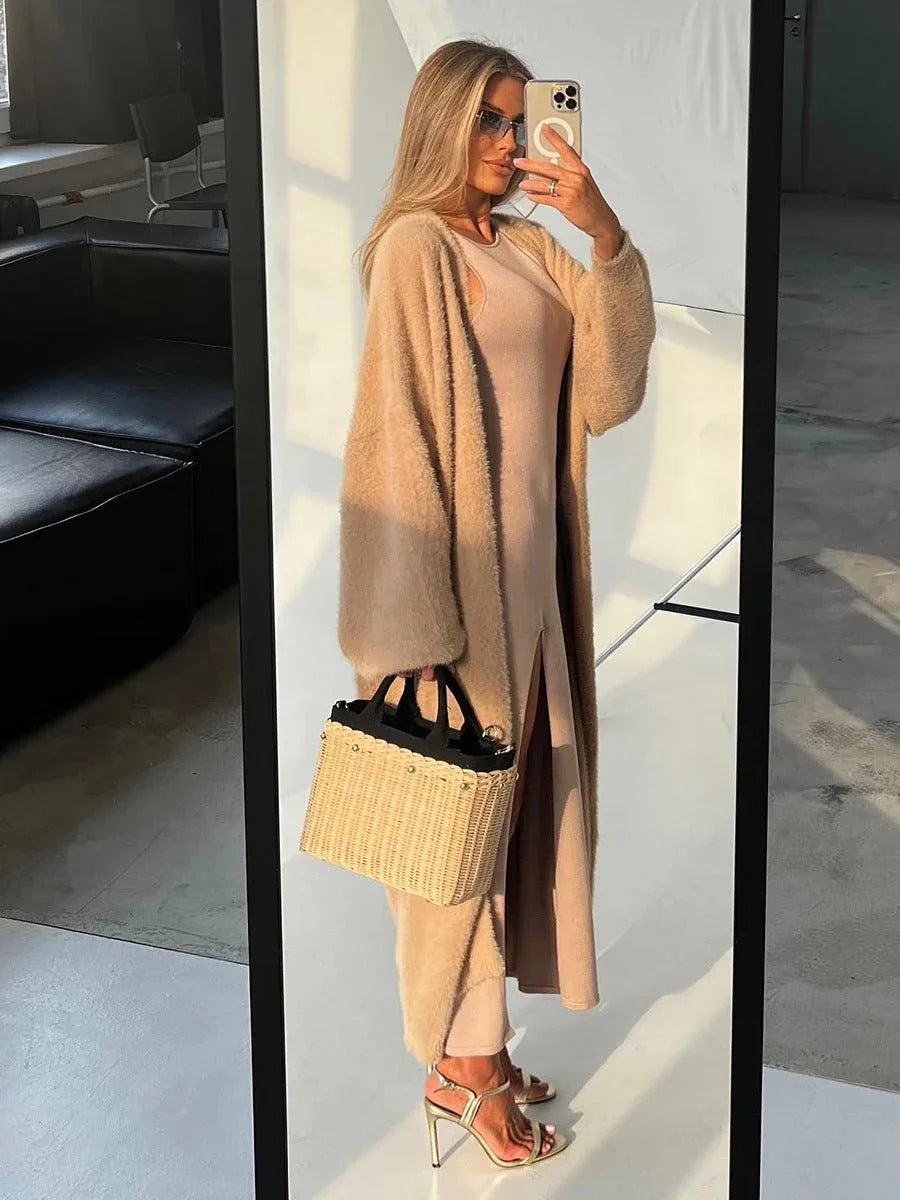 Luxe Faux Mink Maxi Cardigan - View 14 | WEUXS