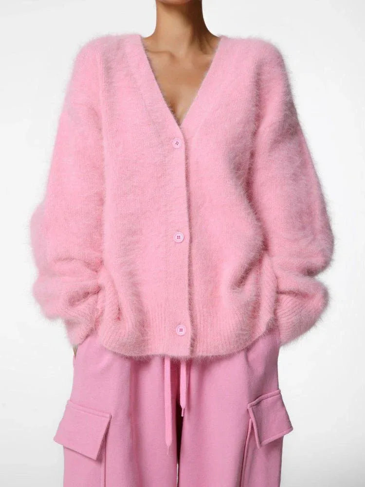 Faux Mink Fuzzy Knit Cardigan - View 15 | WEUXS