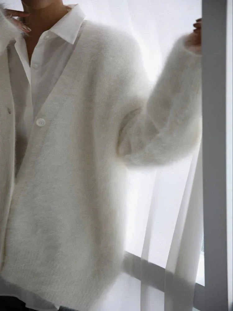 Faux Mink Fuzzy Knit Cardigan - View 9 | WEUXS