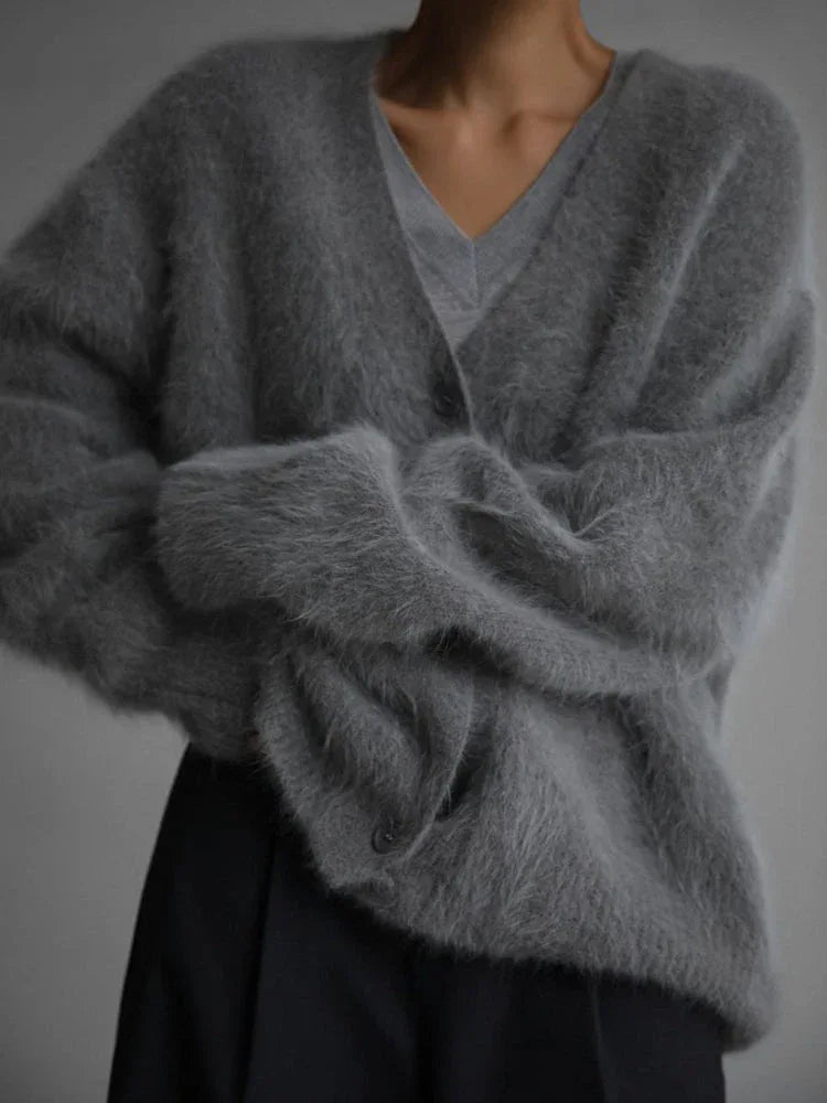 Faux Mink Fuzzy Knit Cardigan - View 13 | WEUXS
