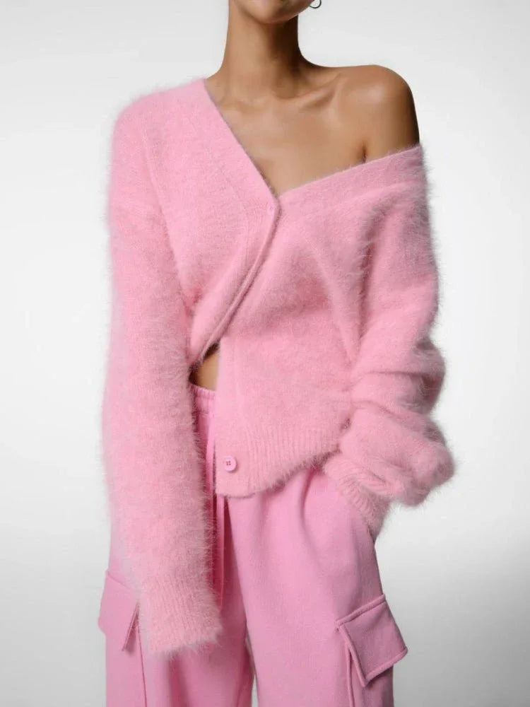 Faux Mink Fuzzy Knit Cardigan - View 16 | WEUXS