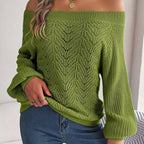 Off-Shoulder Knit Sweater - View 11 | WEUXS
