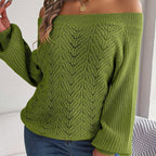 Off-Shoulder Knit Sweater - View 14 | WEUXS