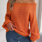 Off-Shoulder Knit Sweater - View 16 | WEUXS
