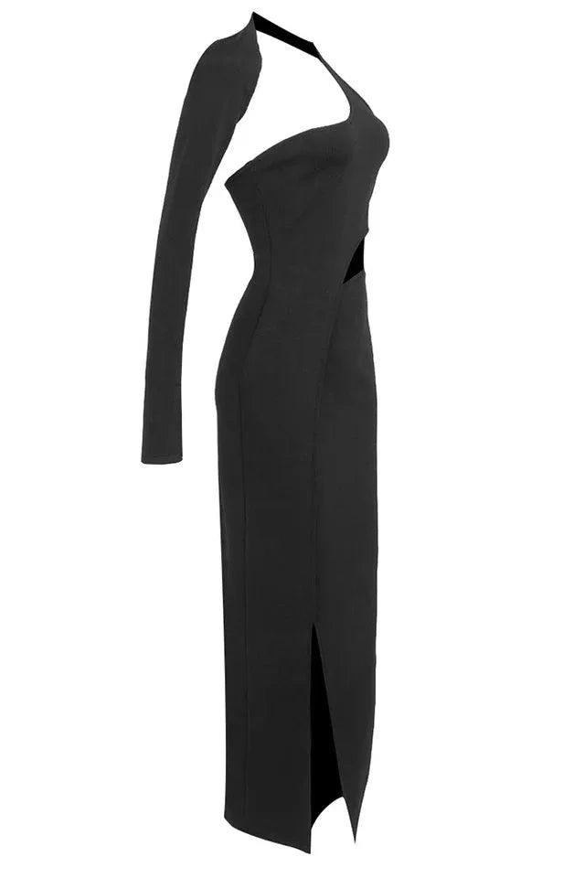 Asymmetrical Neck Midi Dress - View 6 | WEUXS