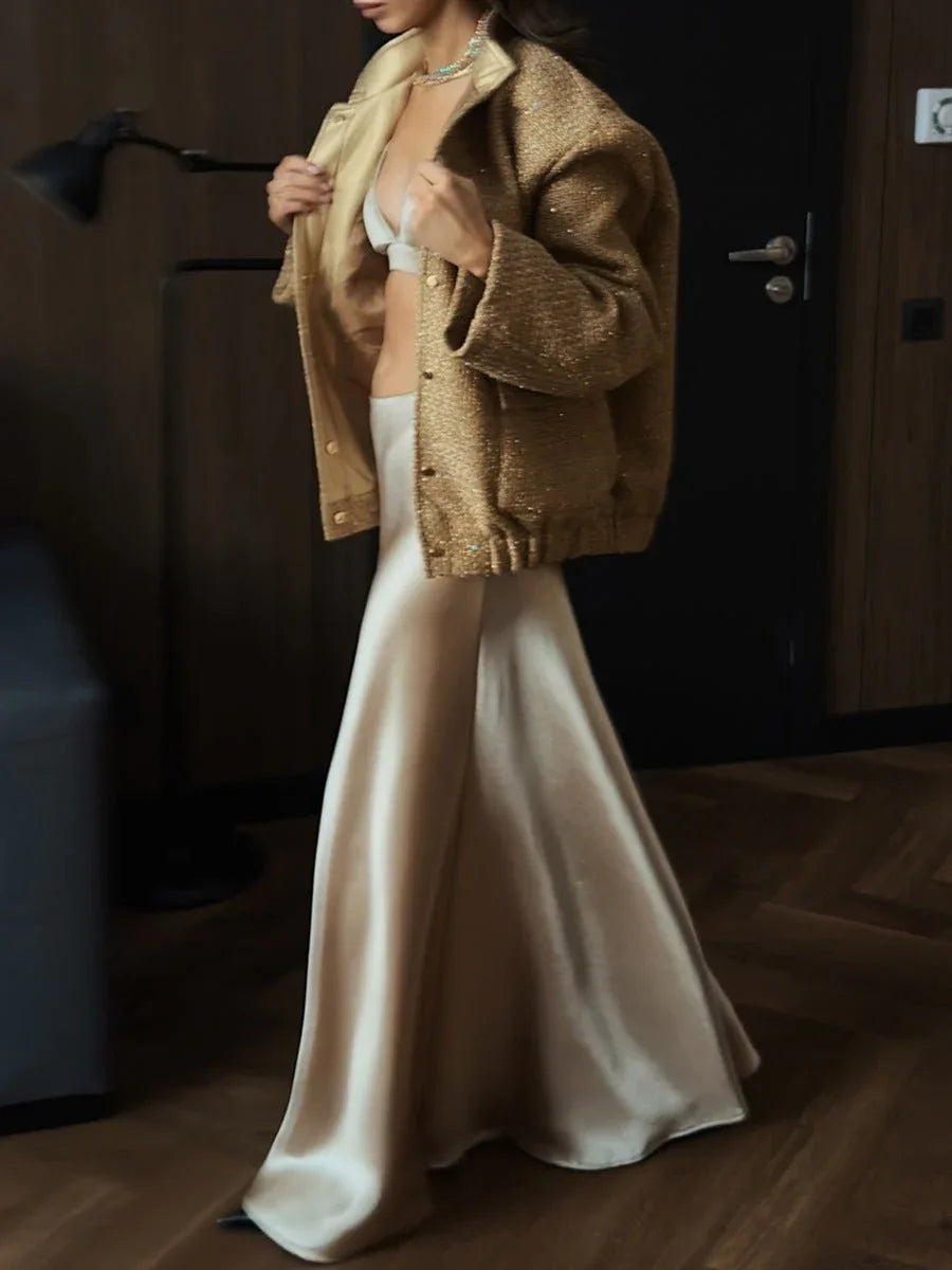 Sequin Tweed Cropped Jacket - View 11 | WEUXS
