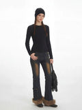 Fitted long sleeve zip top with ribbed texture - View 6 | WEUXS