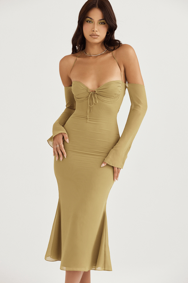 Naomi Halter Midi Dress - WEUXS