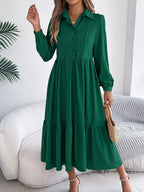 Navy Blue Ruffled Tiered Shirt Dress - View 16 | WEUXS