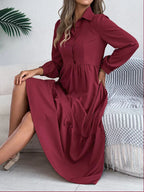 Navy Blue Ruffled Tiered Shirt Dress - View 30 | WEUXS