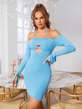 Halter Neck Cut Out Mini Dress - View 6 | WEUXS