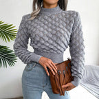 Textured Diamond Knit Crop Sweater - View 6 | WEUXS