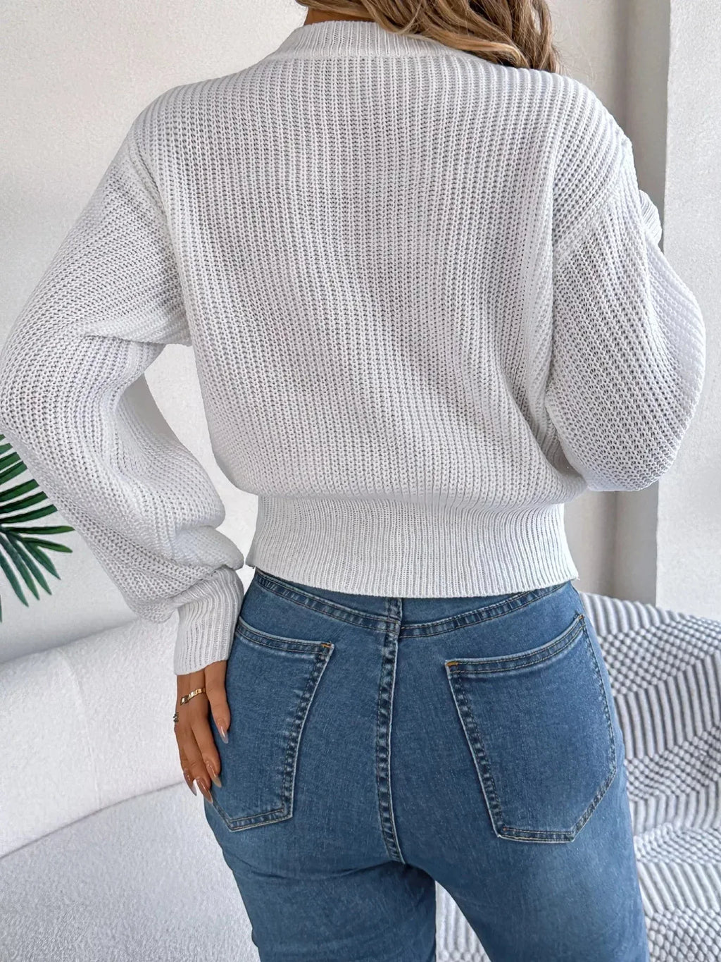 Orange Cable Knit Cinched Waist Sweater - WEUXS
