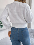 Orange Cable Knit Cinched Waist Sweater - WEUXS