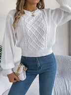 Orange Cable Knit Cinched Waist Sweater - WEUXS