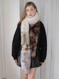 Patchwork Faux Fur Scarf Leopard Print Extra Long 96 Inch Y2K - WEUXS