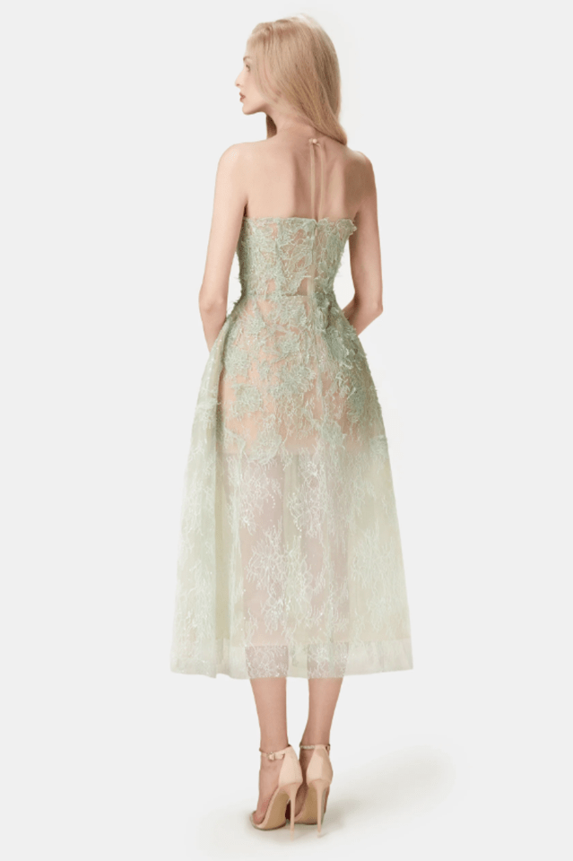 Pink Beaded Lace Dress - WEUXS