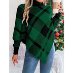 Tartan Plaid Turtleneck Poncho Sweater - View 7 | WEUXS
