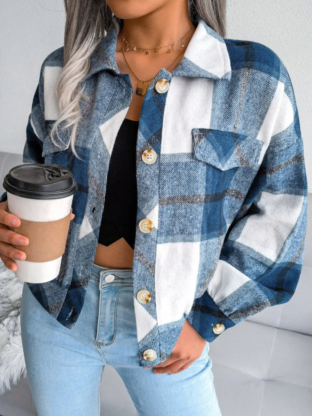 Plaid Cropped Shacket - View 23 | WEUXS