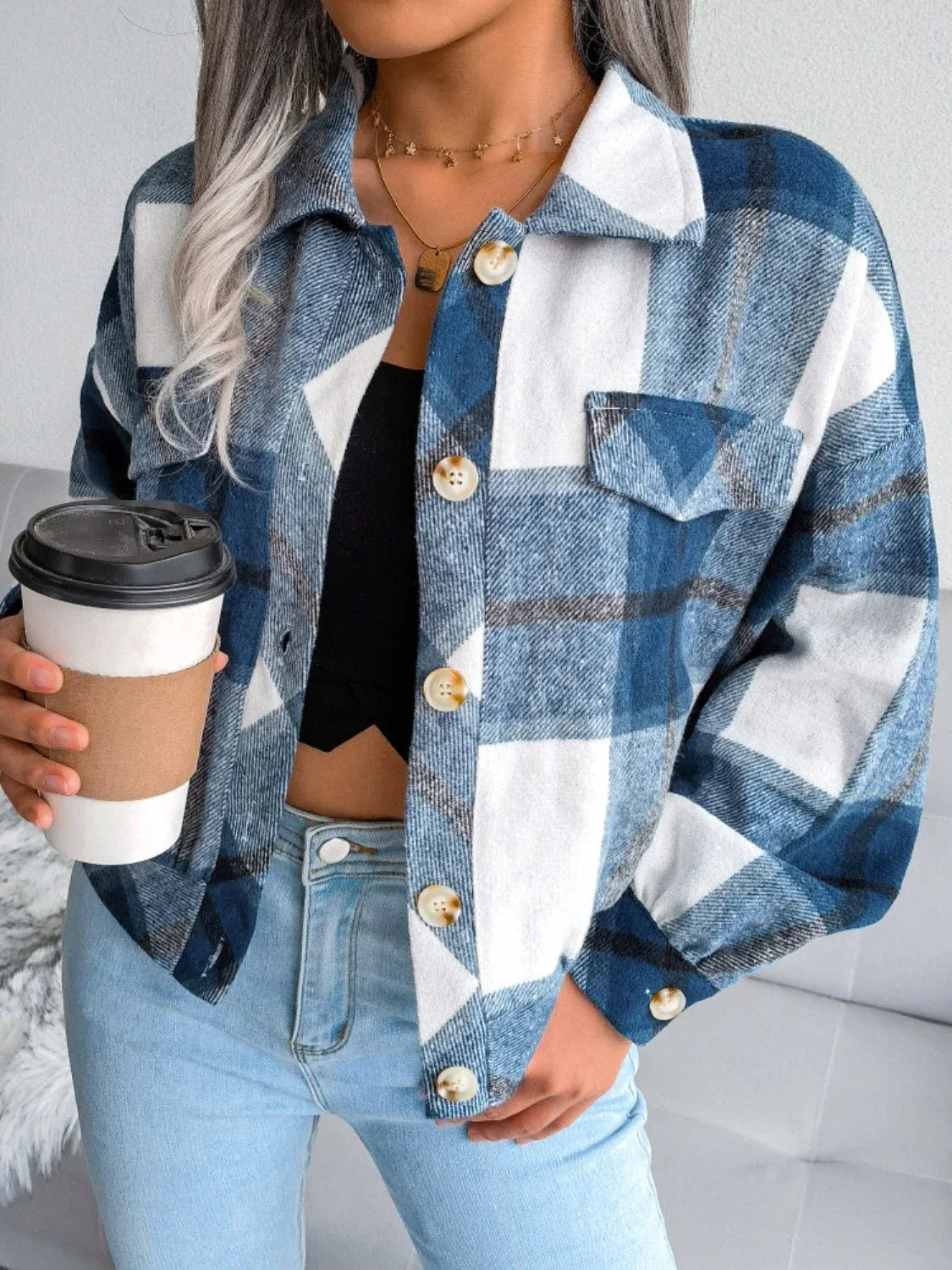 Plaid Cropped Shacket - View 23 | WEUXS