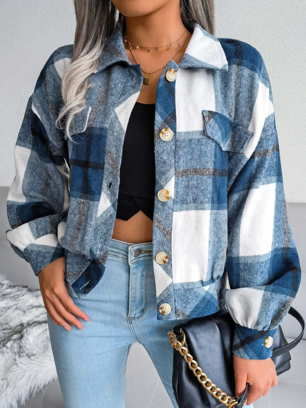 Plaid Cropped Shacket - View 22 | WEUXS