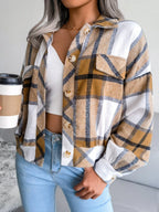Plaid Cropped Shacket - View 9 | WEUXS