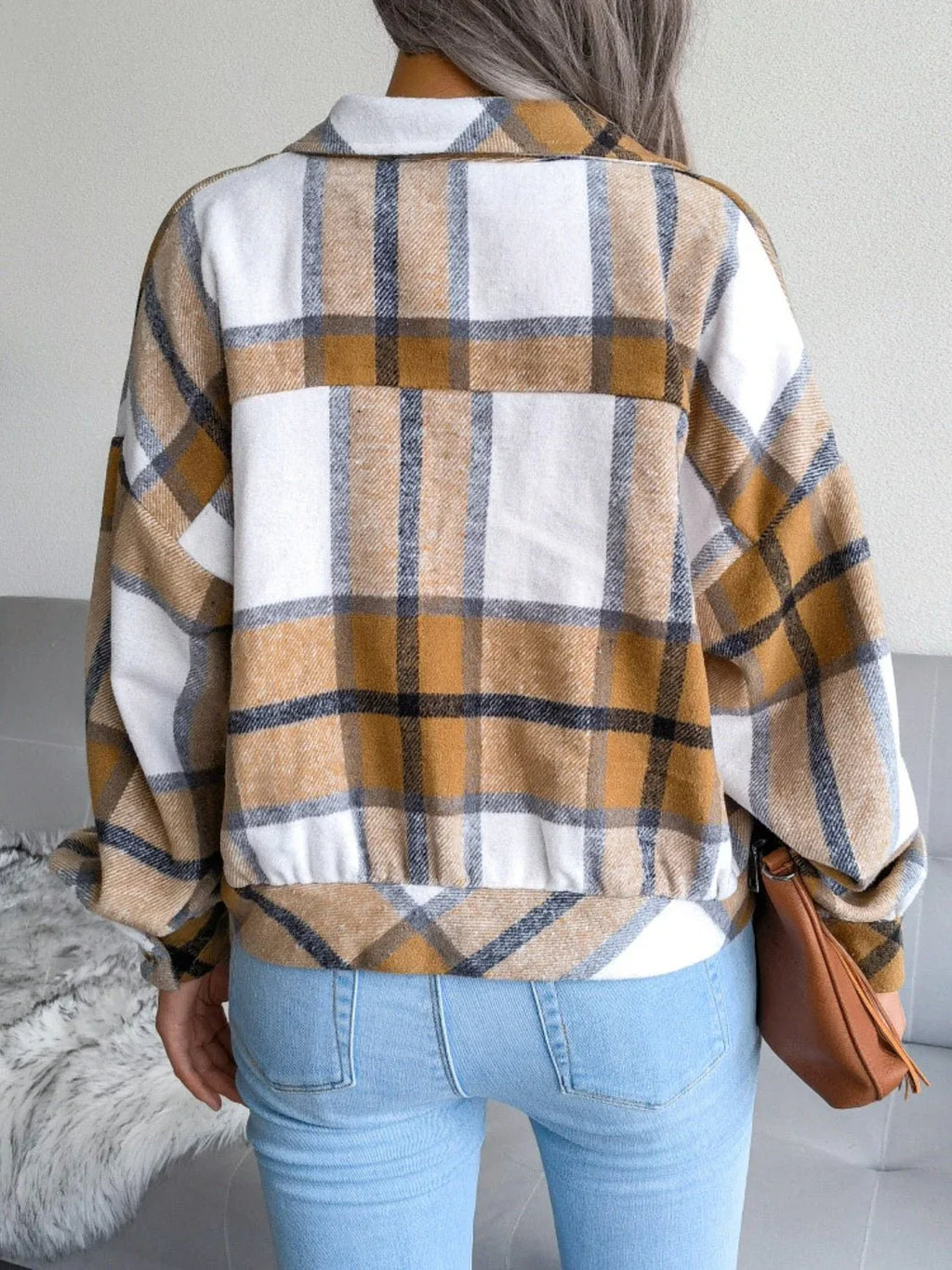 Plaid Cropped Shacket - View 7 | WEUXS