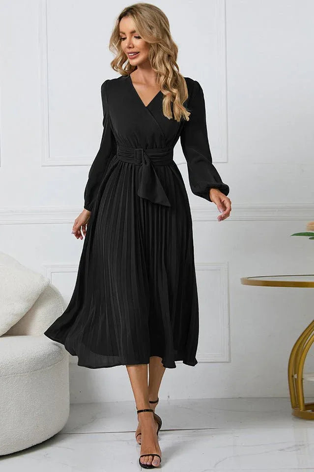 Midi Wrap Dress with Belt - View 19 | WEUXS