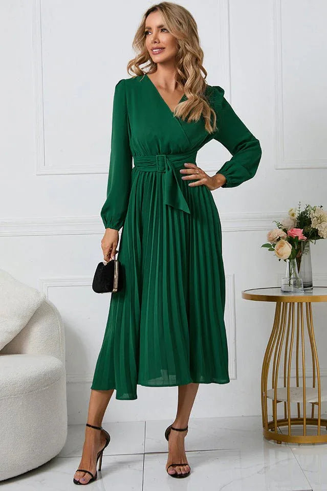 Midi Wrap Dress with Belt - View 8 | WEUXS